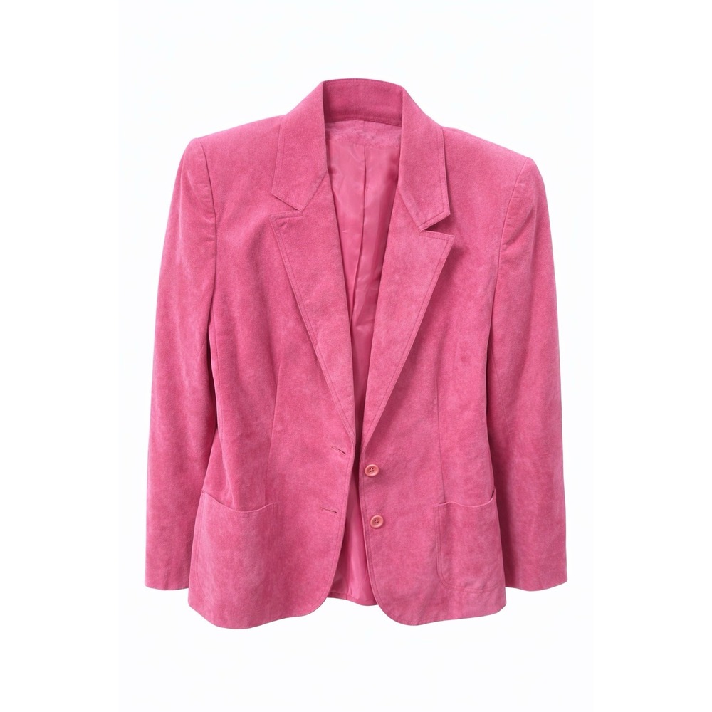 Vintage 80's Hot Pink Blazer Jacket Union‎ Made USA Power Shoulder 6